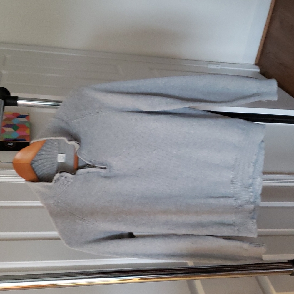 J.Crew Crewcuts Light Grey Cotton 1/4 zip Sweater Size 14